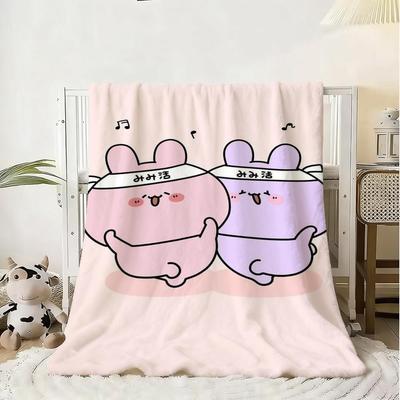 A-Asamimichan Cute Bunny Throw Flannel Blanket Warmth for Fall Winter Skin-Friendly Blanket Home Bedroom Office Bedspread