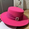 Fashion Temperament Light Luxury Flat Top Hat Women's New Retro High-end Woolen French Top Hat