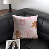 Christmas Pink Gingerbread Cushion Cover Natural Linen Organic Fabric Double-Sided Printing Sofa Home Decor Gift Pillow Case