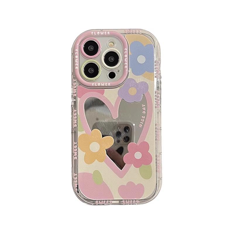 

Niche Love Mirror Flowers подходит для iPhone16Pro Apple 14promax чехол для мобильного телефона 13Pro iPhone 8 Plus