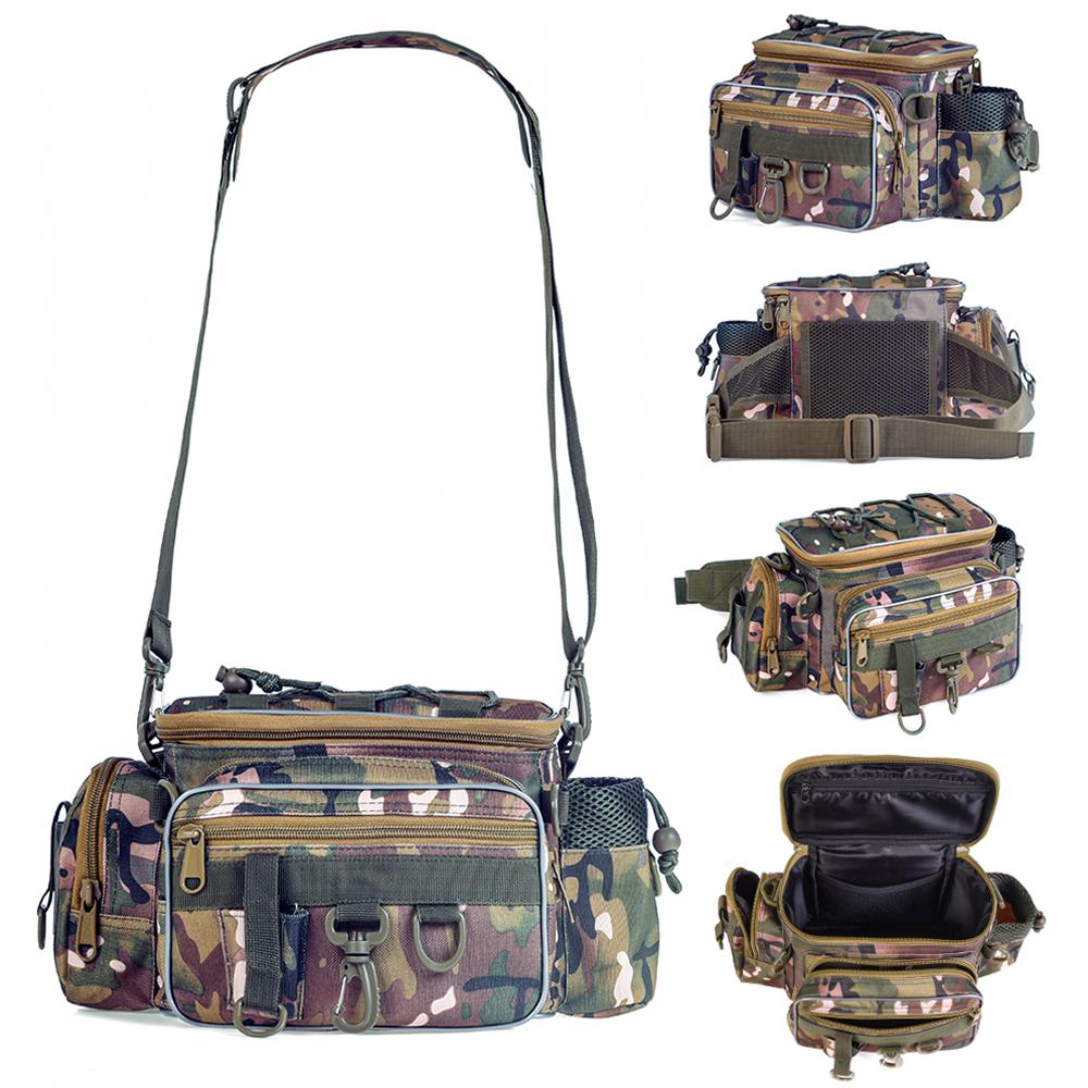 Portable Fishing Tackle Bag Outdoor Single Shoulder Fishing Waist Fanny Pack Bag Fishing Lures Tackle Utility Storage