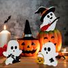 Cute Ghost Halloween Decorations for Indoors Spooky Decorations Wooden Black Cat Bat Witch Broom Signs Pumpkin Blocks Decor