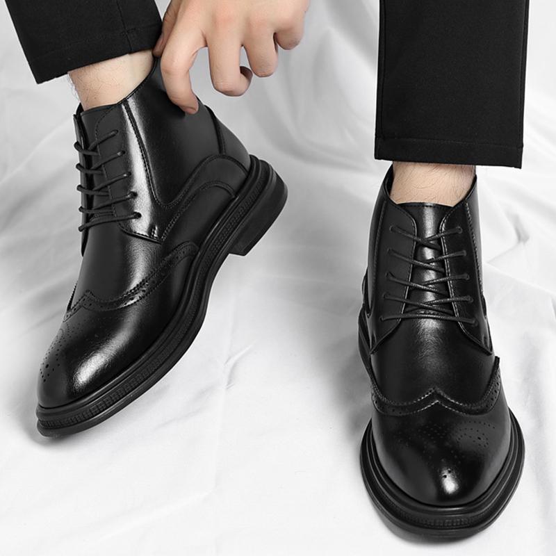 High Quality Soft Leather Ankle Boots Comfy Men Bullock Flat Designer Oxford Dress Shoes Men Casual Leather Boots Big Size 37-48