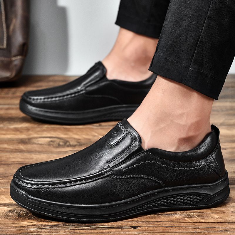 Men's Leather Handmade Big Brand Tail Business Casual Leather Shoes