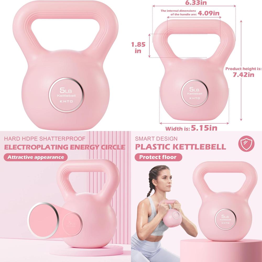 Kettlebells Fitness Exercise-Pink Strength Training Kettlebell Sets,Dumbbell Weights for Home Gym Equipment