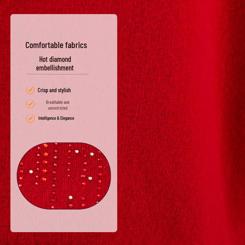 Women's 100% Wool Rhinestone Knit Sweater for Autumn/Winter