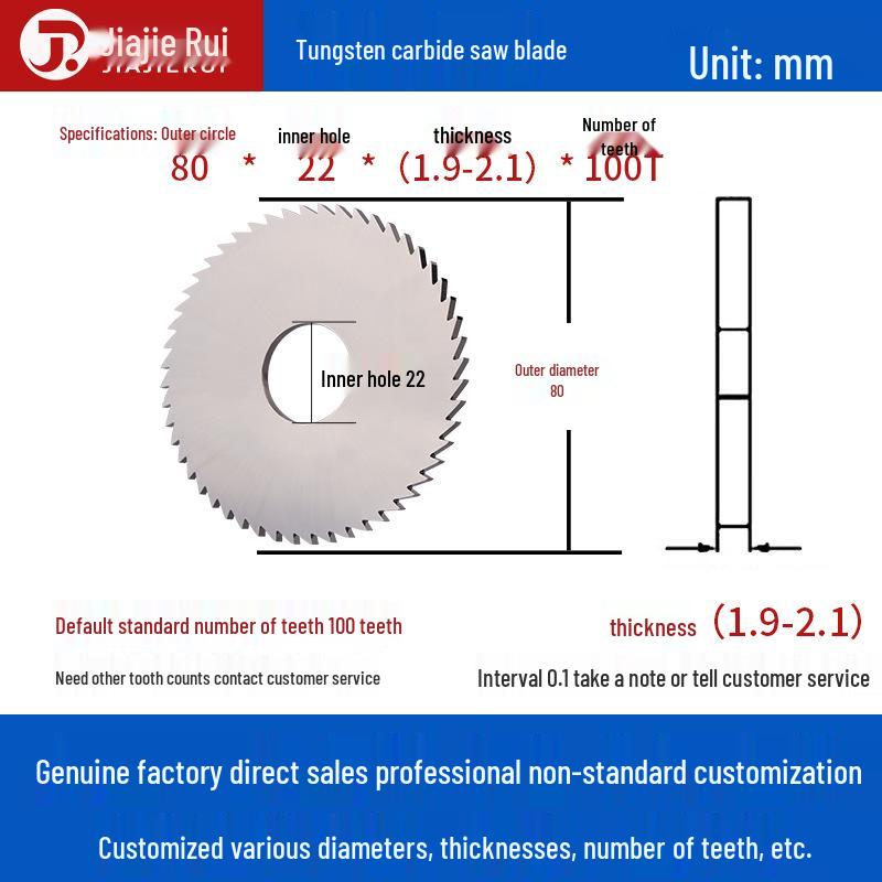 Tungsten Carbide Circular Saw Blade Milling Cutter for Slotting - Outer Diameters: 20/30/40/60/80/100