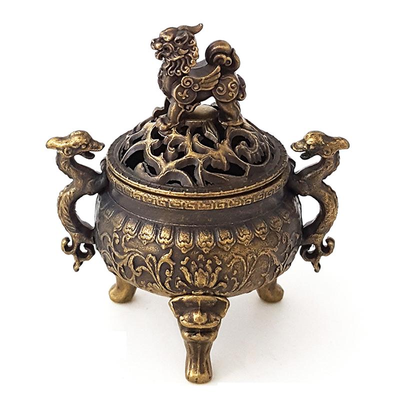 New New Alloy Incense Burner Hollow Out Four Legged Stick Holder Mini Sandalwood Censer Home Decoration