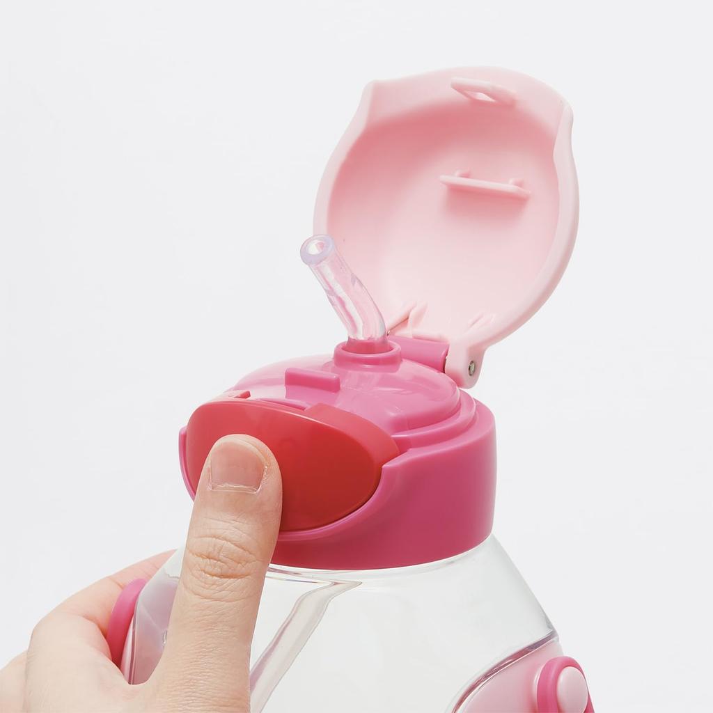 Skater Water Bottle with Kimi To Idol Children's Straw, 530ml, One-Push Operation, PreCure, Girl's Design, PDSH6DX-A