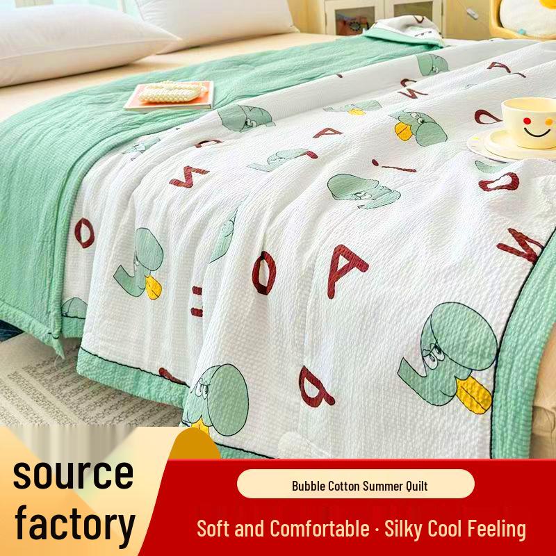 

Cartoon Print Bubble Cotton Summer Quilt, Machine Washable, Thin & Cool for Single or Double Use 1.45×2m