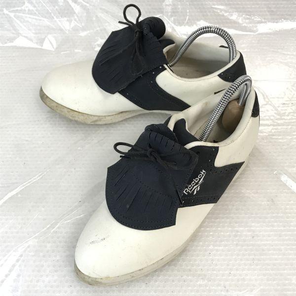 Reebok Çelik Çivili Golf Ayakkabıları Beyaz Lacivert 23cm US6 Nadir Vintage(KULLANILMIŞ)