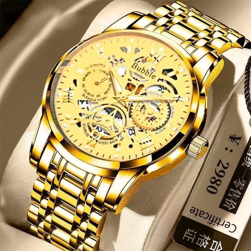2025 Watch For Men Trendy High End Light Luxury Versatile Quartz Watches Waterproof Roman Hollow Male's Clock Watch