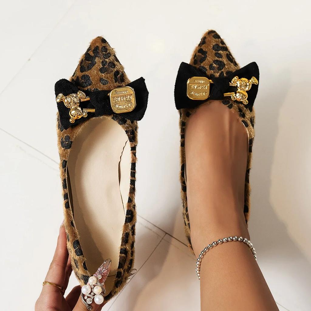 Chaussures Plates pour Femmes Nouvelles Baskets Plates à Nœud Papillon pour Femmes Tendance Slip-on Bout Pointu Couleurs Mixtes Mocassins Chaussures pour Femmes