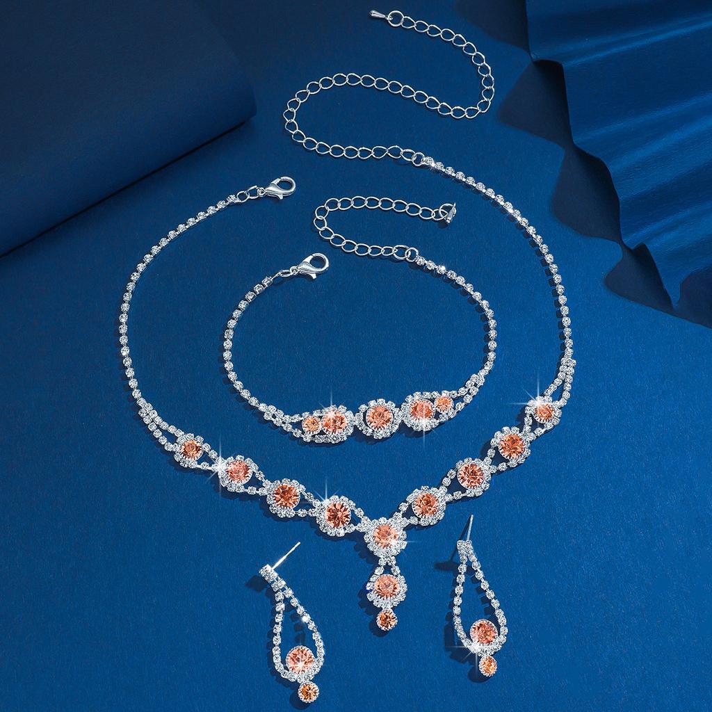 Elegant Bridal Necklace Earrings Bracelet Three Sets New Simple Trend Claw Chain Jewelry Set Women