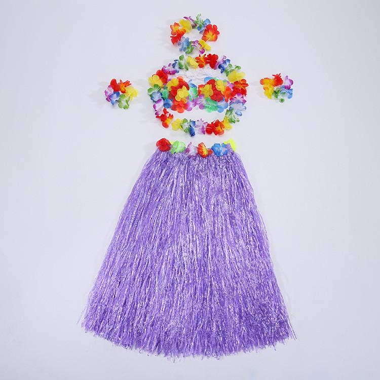Hawaiian Costume Set With Plastic Grass Skirt For Party Performances And Themed Events