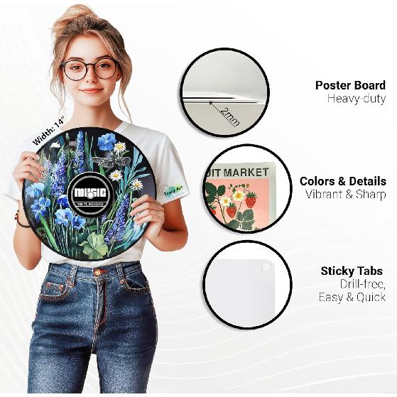 Hippie Decor, Posters for Room Aesthetic - Botanical Wall Art, Record Decor, 4 Pcs 12"