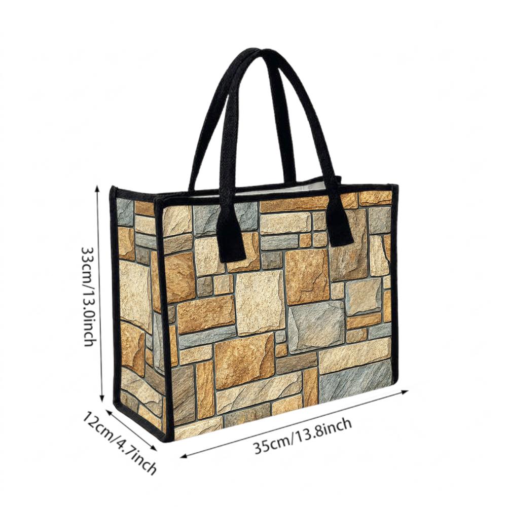 Stone Pattern Tote Bag Fashion Casual Large Shoulder Handbag for Daily Use