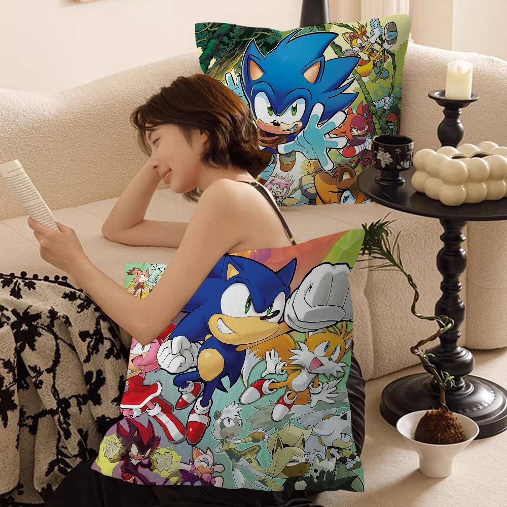 Classic Anime S-Sonic Cushion Cover Polyester Sofa Cushions Decorative Throw Pillows Home Decoration Pillowcover