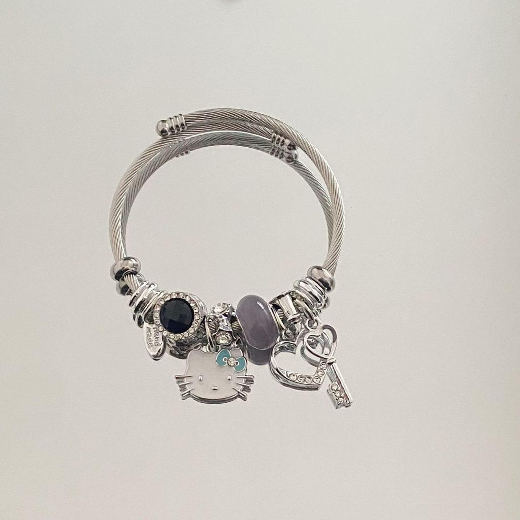 Panjia Dora Women's Stainless Steel Beaded Bracelet - European American Versatile Luxury Jewelry