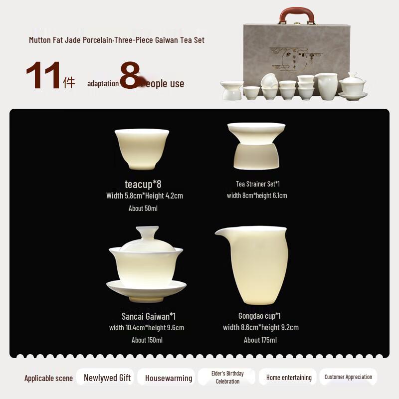 MULTIPOTENT Chinese Mutton-Fat Jade Porcelain Kung Fu Tea Set