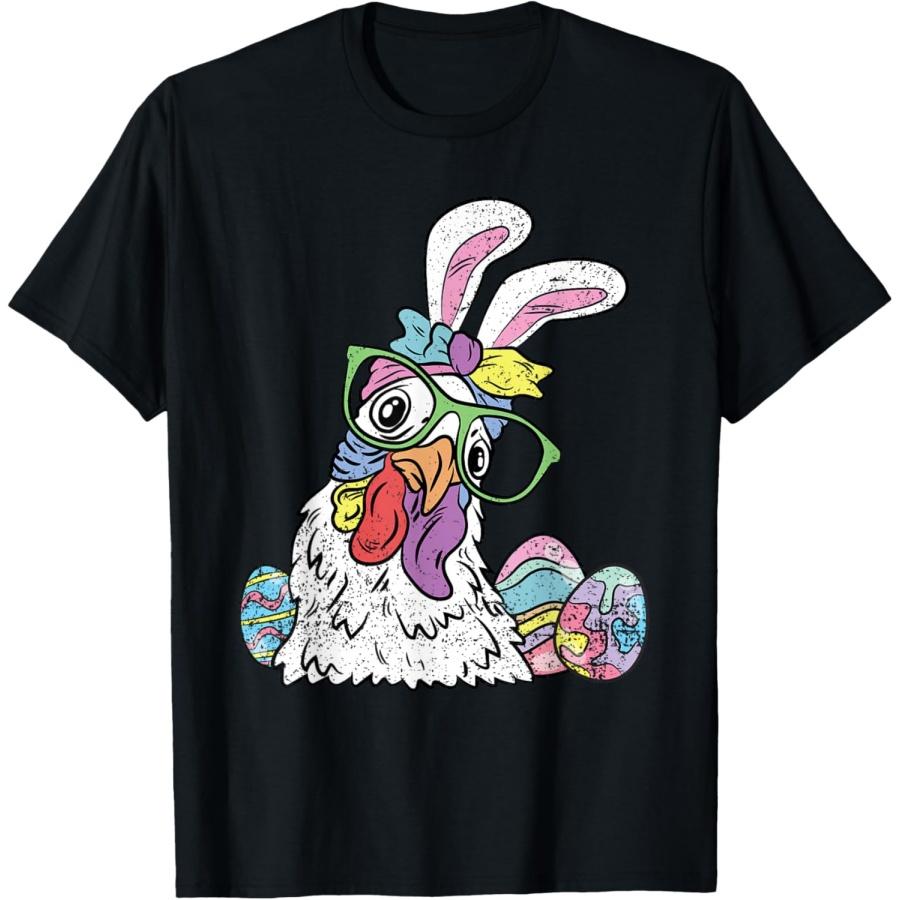 Chicken Egg Hunting Easter Bunny Ears Farm Animal Spring T-Shirt S
