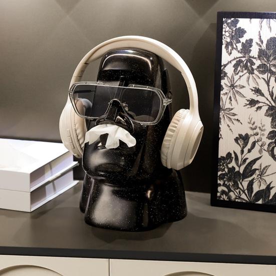 Držák na kapesníky socha Moai Kryt na krabičku na kapesníky socha Velikonočního ostrova 3 v 1 držák na brýle stojan na sluchátka dekorativní držák na kapesníky do obývacího pokoje