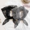 Versatile Elegant Silk Scarf Flower Embroidered Solid Color Triangular Scarf Retro Breathable Lace Scarf for Women