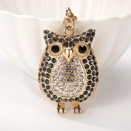 Rhinestones Owl Keychain Exquisite Owl Crystal Keychain with Rotating Lobster Clasp Elegant Bag Charms