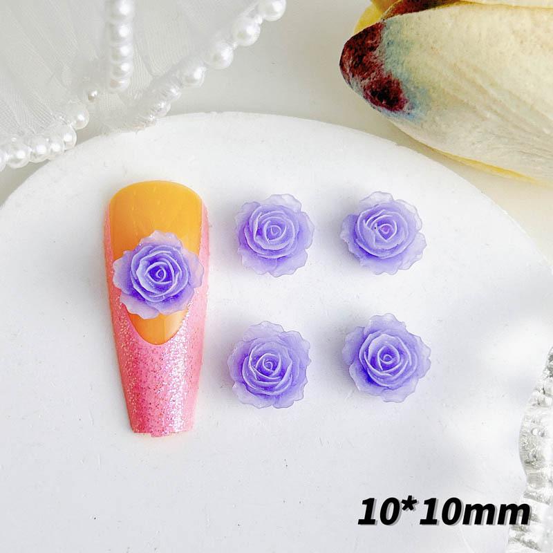 Luminous Resin Dried Rose Nail Art Accessories Colorful 3D Layered Petal Nail Hair Clip Decoration фиолетовый