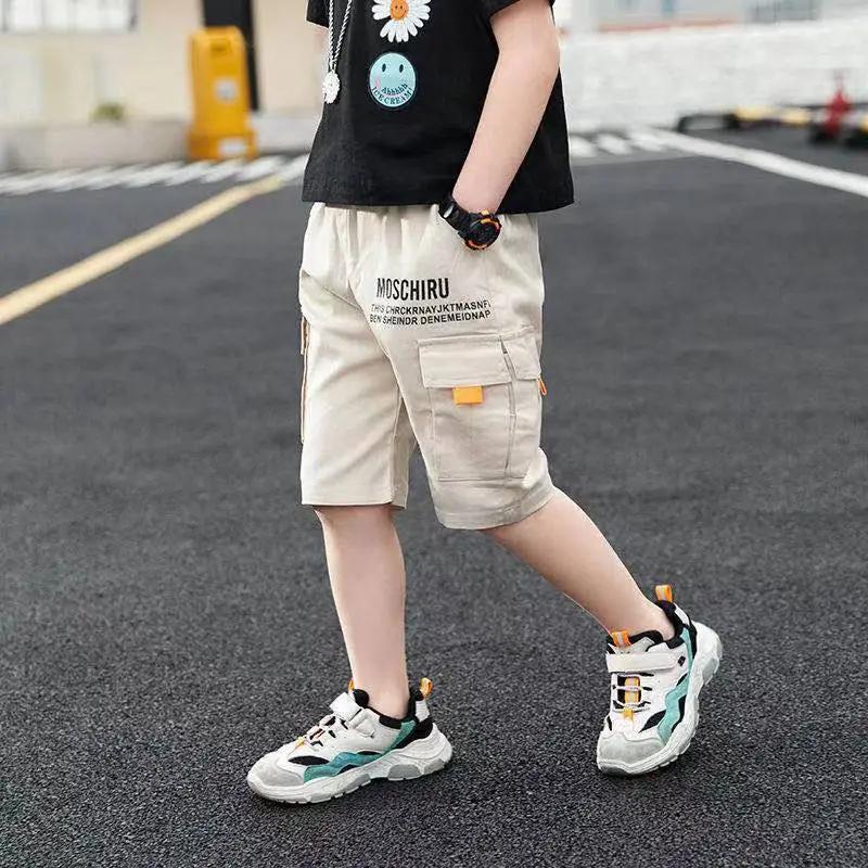 Summer Children Boys Shorts Solid Color Sports Pants Loose Children's Five-point Pants Cotton Casual Shorts