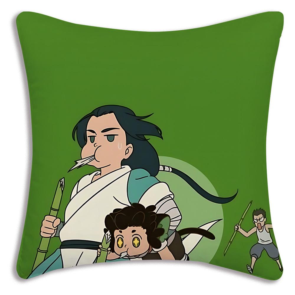 Cartoon luo xiaohei cat Pillow Covers Cartoon Sofa Decorative Home Double-sided Printing Short Plush Cute Cushion Cover