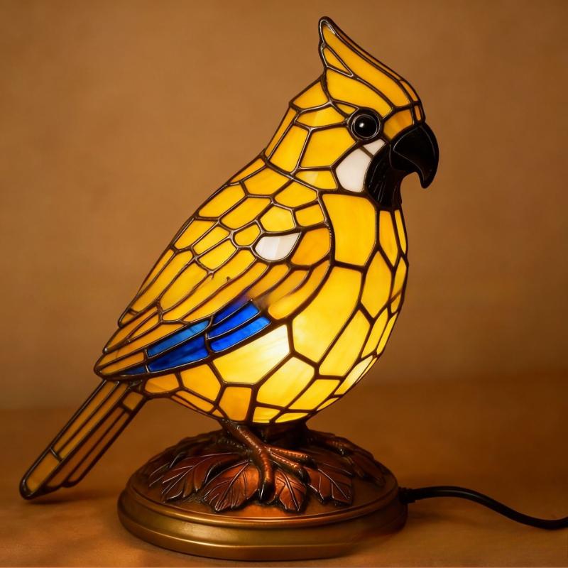 Fanyil Cardinal Lamp, Red Resin Bird Lamps for Bedside Livingroom Bedroom Home Decoration for Christmas Art Decor Light