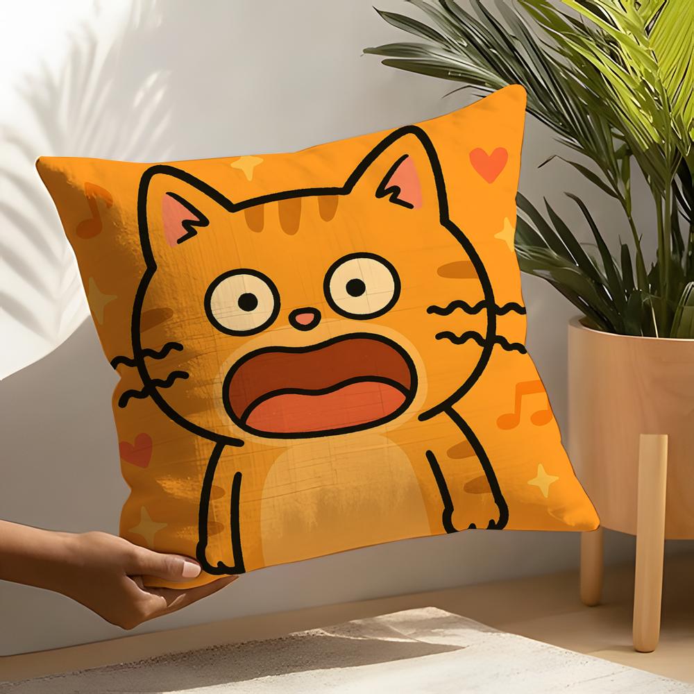 2 Funny And Silly Cat Pattern Pillow Case Home Living Room Decoration Linen Pillowcover Pillow Cases Cushion Cover