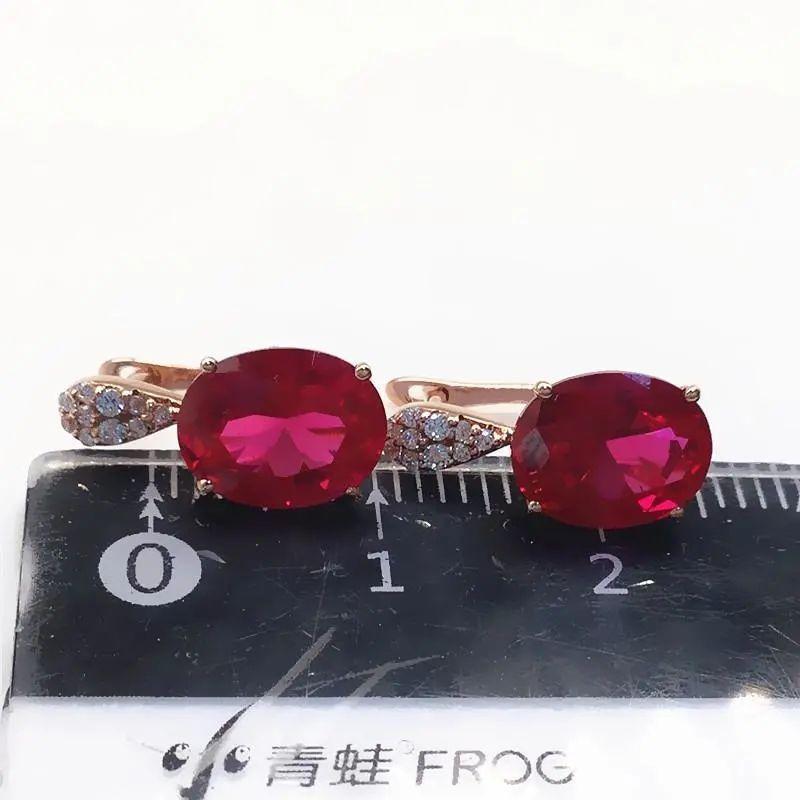 Purple Gold Inlaid Egg Surface Redstone Earrings Light Luxury Temperament Rose Gold Plated Earrings