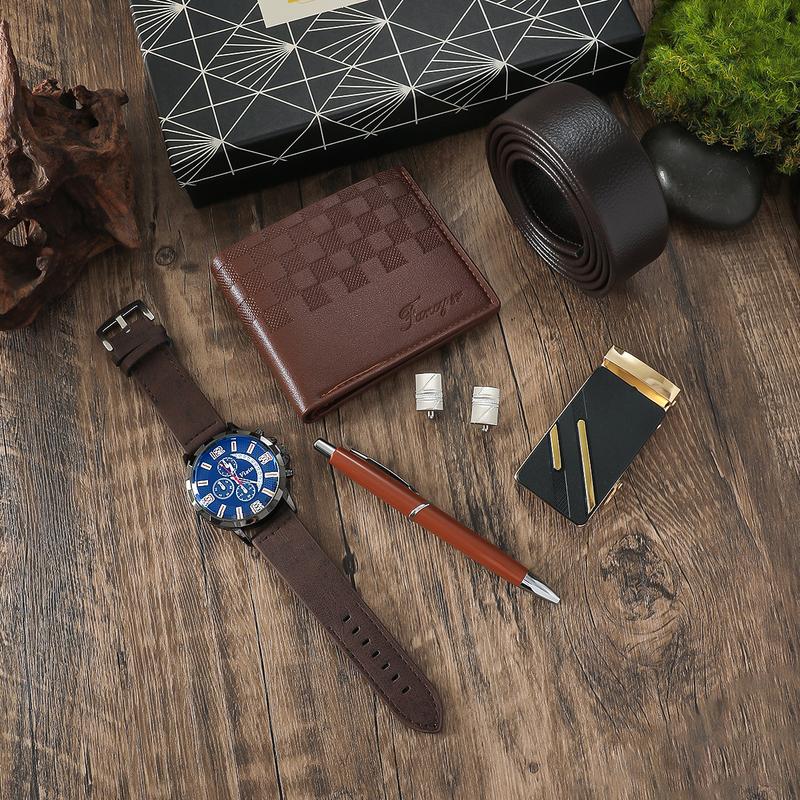 Regalo para el Día del Padre para hombres, nuevo set de caja de regalo de moda para negocios para novio, set nuevo de 5 piezas de verano para el Día de los Caídos.
