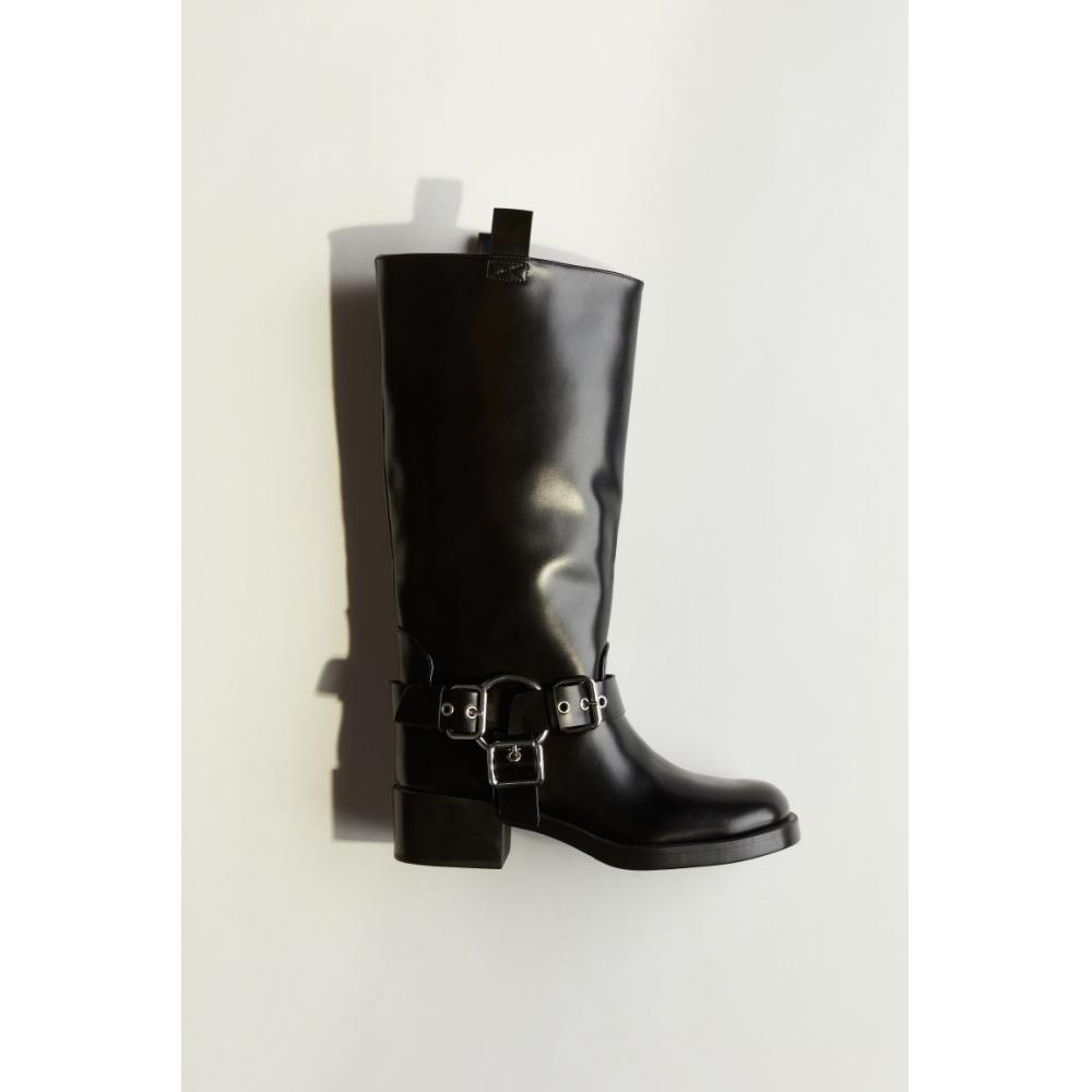 

H M Knee HigH Biker Boots Black