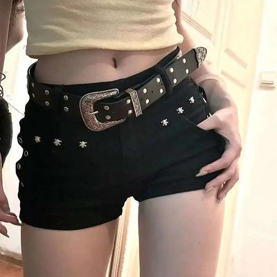 Černé Sexy Nízký Pas Y2K Džínové Šortky Žena Punk Gotické Populární Denimové Super Šortky Ženské Korejská Móda Slin Fit Horké Krátké Kalhoty