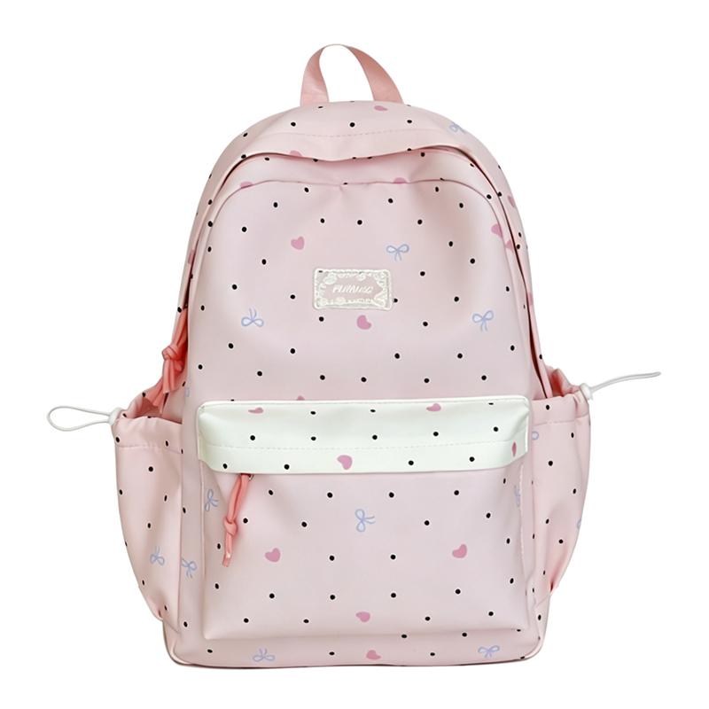 Student Schoolbag Large Capacity Multi-Function Backpack Dot Bow Print Women's Lightweight Backpack