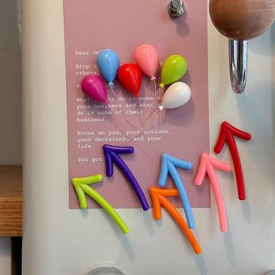 6 stuks Gepersonaliseerde en Leuke Pijl Ballon Koelkastmagneten Schattige Markering Creatieve Verjaardagsmagneet Koelkast Po Bericht Decoratief