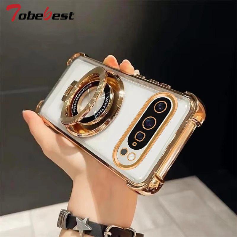 

Clear Shockproof Plating Magnetic Phone Holder Case For Google Pixel 9 Pro XL 9A Silicone Cover Google Pixel 9a золотой