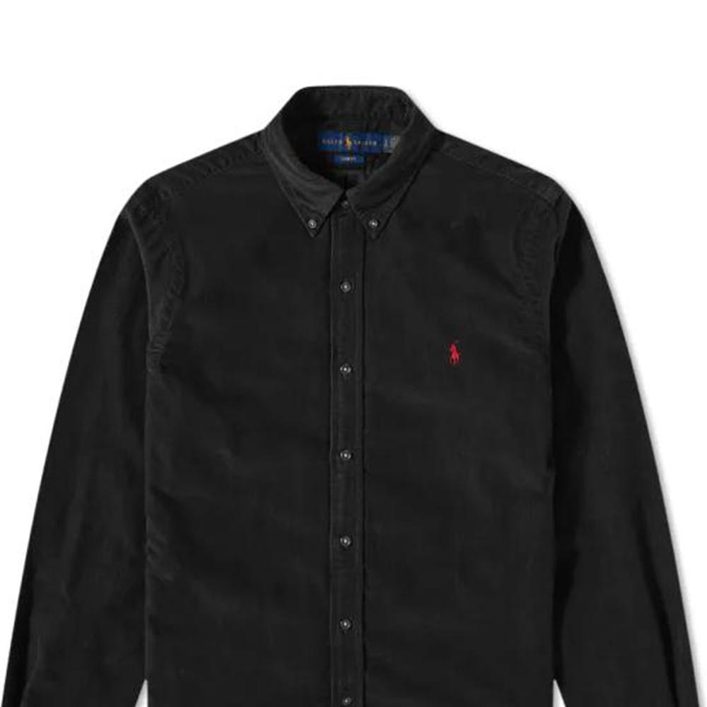 Polo Ralph Lauren Solid Logo Embroidered Long Sleeve Shirt Men Shirts Black 710818761-009