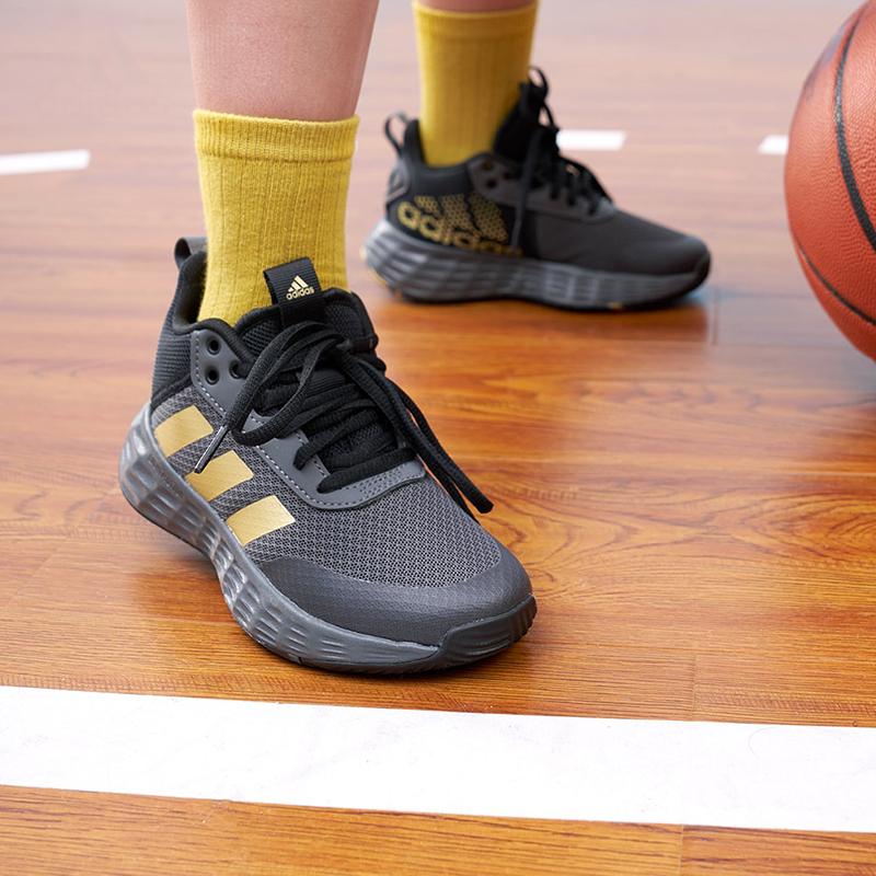 Adidas OwnTheGame 2.0 K Slip Resistant Abrasion Resistant Mid top Children's Basketball Shoes Gray Black Kids' GZ3381
