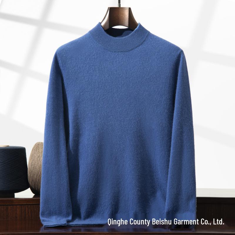 Men's Autumn Winter Cashmere Half-High Neck Knit Sweater