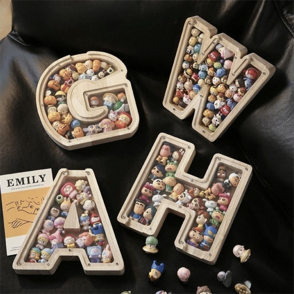 Clear Acrylic Wooden Letter Piggy Bank 26 Letter Children's Toy Storage Box Coin Storage Case Gift