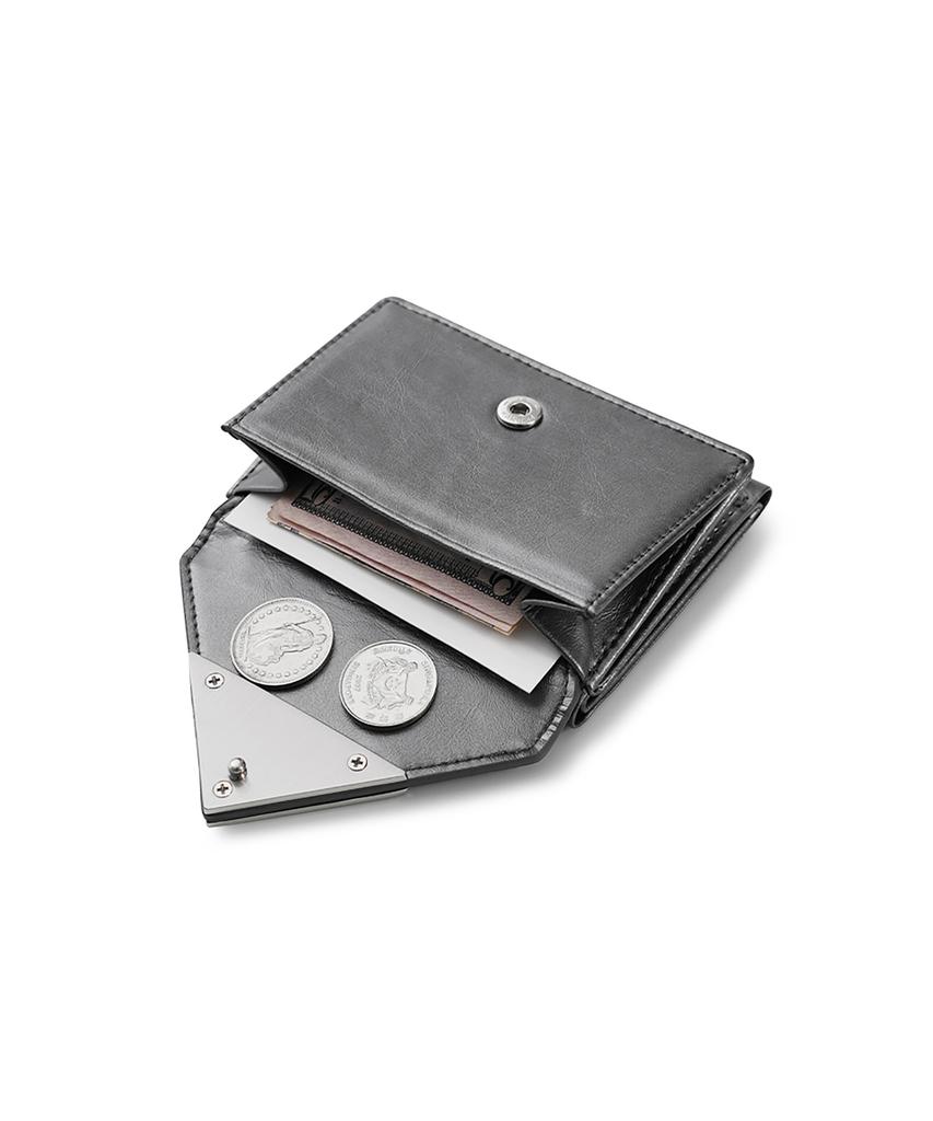 Fennec Crinkle Triangle Triple Wallet - Metal Gray