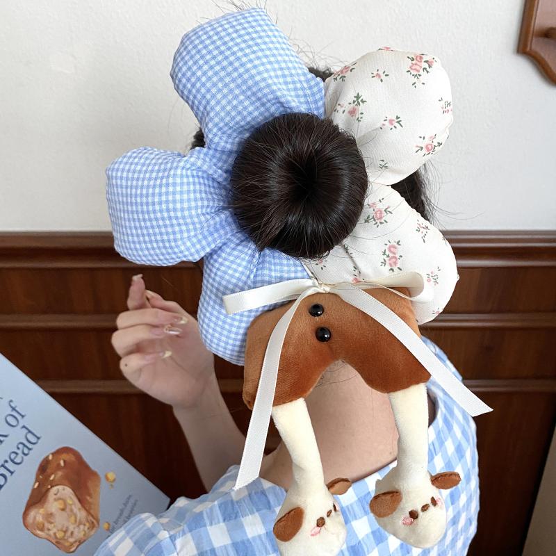 Cute Flower Butt Creative Large Intestine Hair Ring Fun Cartoon Animal Half-Body Doll Ponytail Scrunchies Hair Accessories