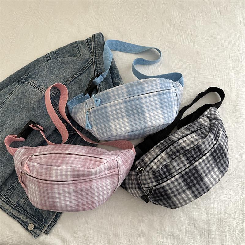 Bag Women's Fresh and Lightweight Plaid Breast Bag Japanese Ins Cute Casual Versatile Messenger Bag Mori Girl Fanny Pack