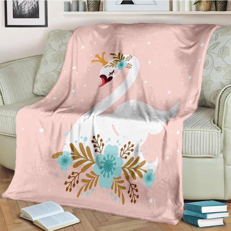 3D Cute Swan Princess Cartoon Cygnus Blanket,Soft Throw Blanket for Home Bedroom Bed Sofa Picnic Travel Office Cover Blanket Kid