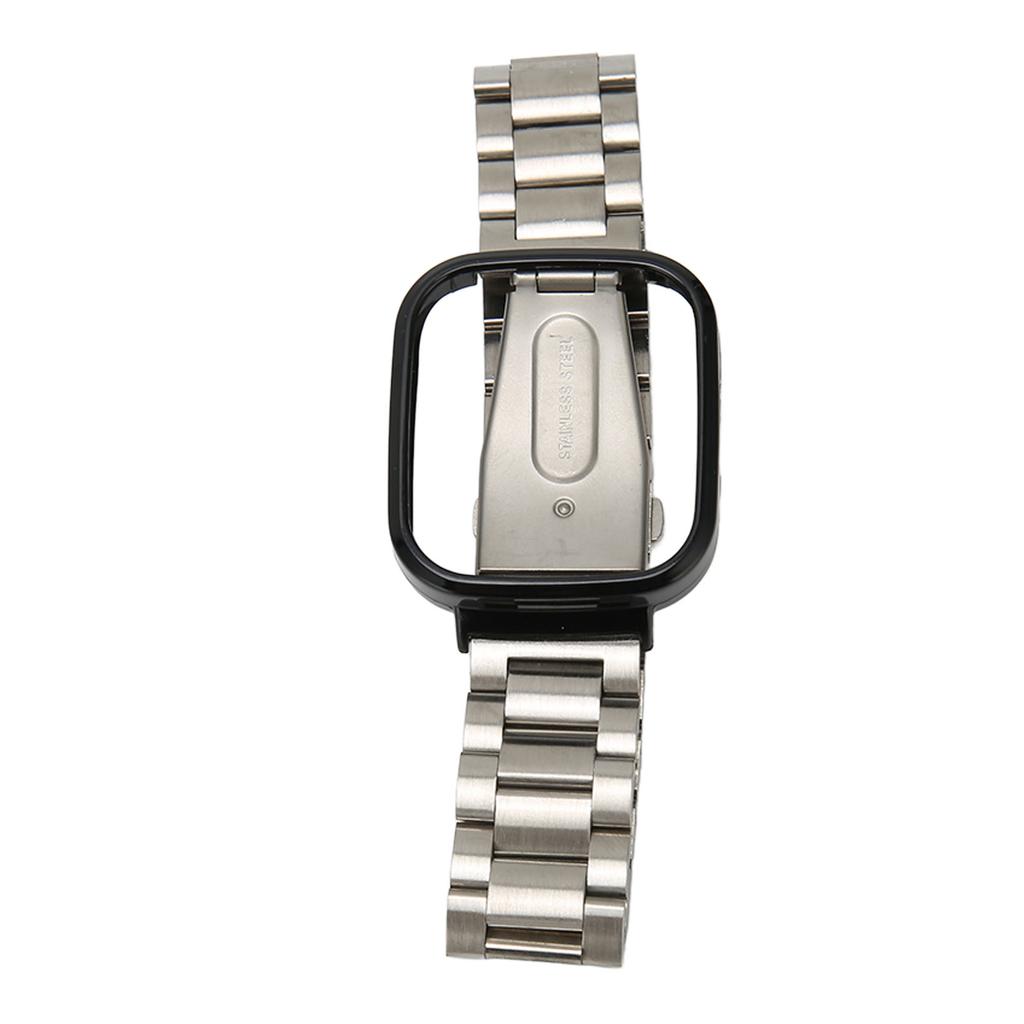 Watch Strap Protective Case Band 2 in 1 Adjusted Stainless Steel Watch Band for