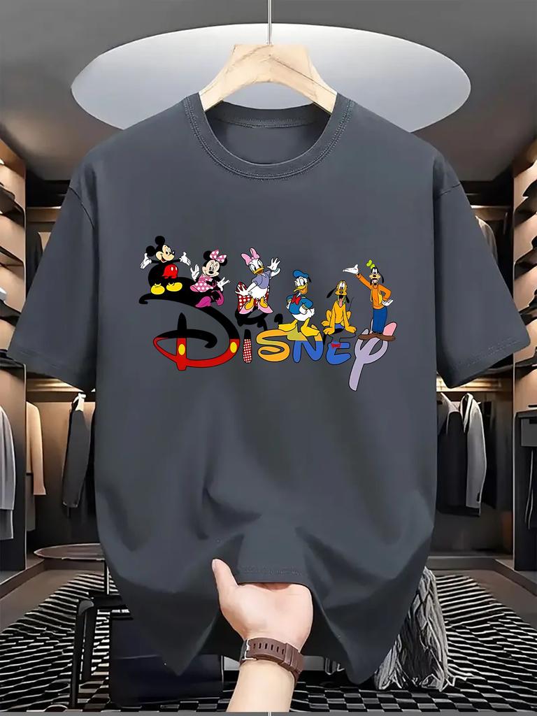 Disney Mickey Minnie Goofy Graphic TShirt Women Men Casual O Neck Short Sleeve Cotton Tops Soft Cotton Cartoon Print Tees